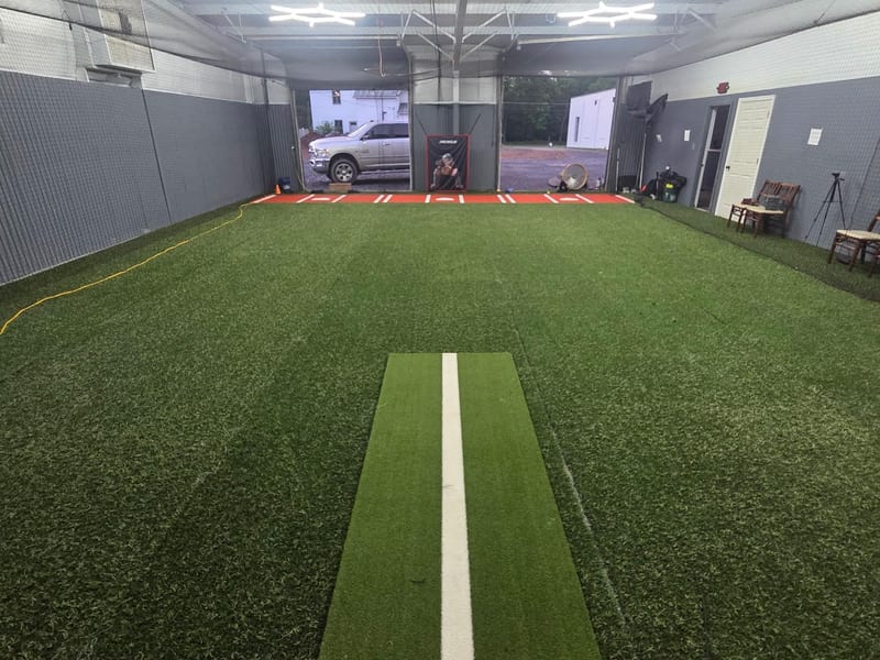 Indoor batting cages at Iron Diamond Training Facility